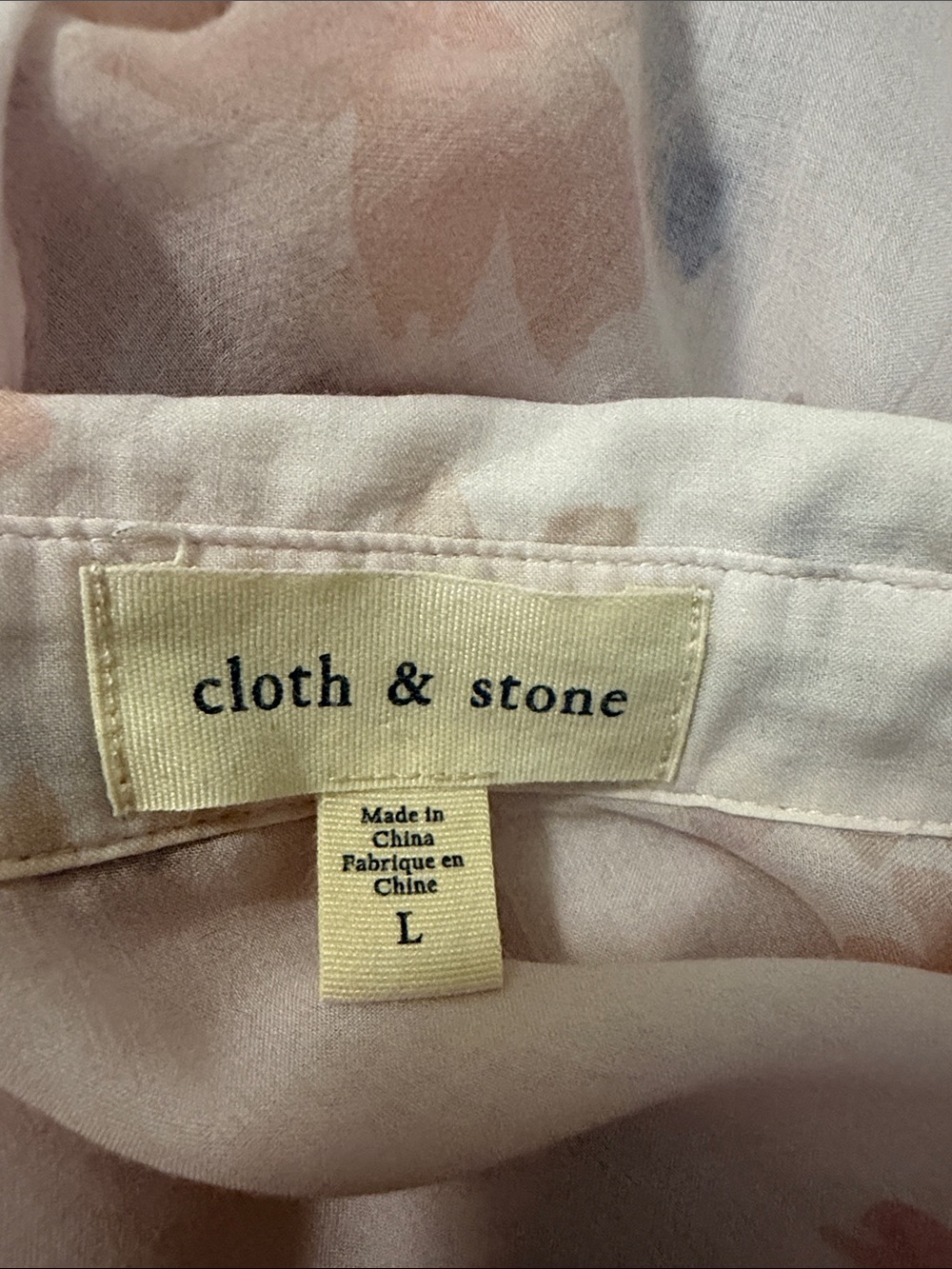cloth & stone Light Pink Floral Button-Down Blouse with Blue Accents - Picture 2 of 5